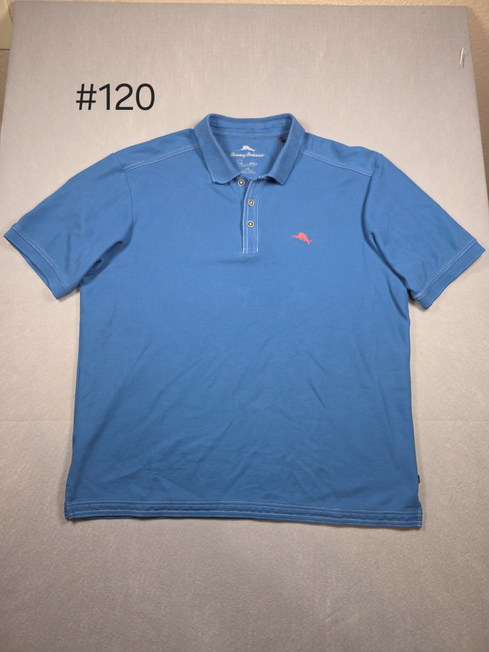 Tommy Bahama IslandZone Supima Cotton Polo Shirt Blue Coral Marlin Men's Large